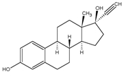 Structural formula of ethinyl estradiol
