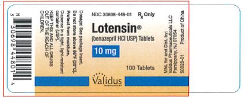 NDC 30698-448-01
Lotensin
(benazepril HCI USP)
10 mg
100 Tablets
Rx Only
