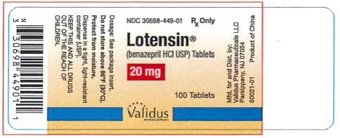 NDC 30698-449-01
Lotensin
(benazepril HCI USP)
20 mg
100 Tablets
Rx Only
