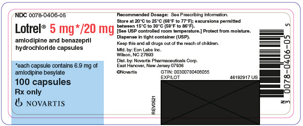 PRINCIPAL DISPLAY PANEL
								NDC 0078-0406-05
								Lotrel® 5 mg*/20 mg
								amlodipine and benazepril
								hydrochloride capsules
								*each capsule contains 6.9 mg of
								amlodipine besylate
								100 capsules
								Rx only
								NOVARTIS