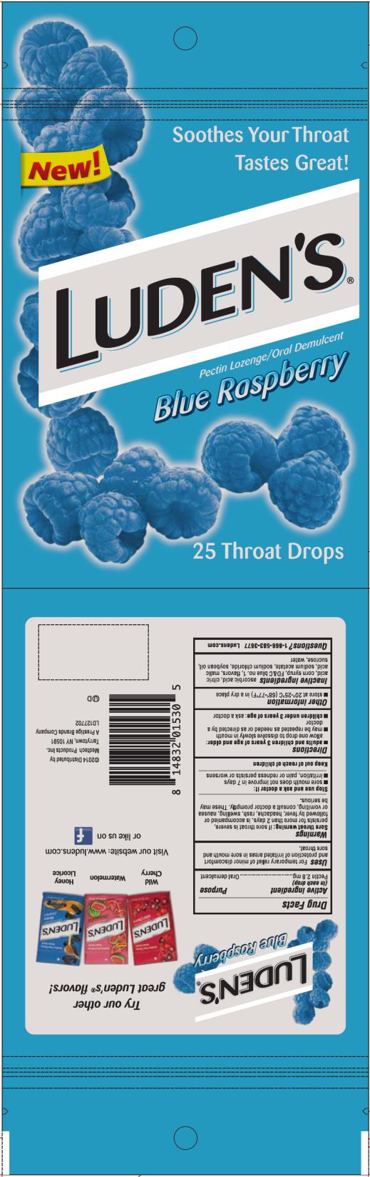 Luden’s
Pectin Lozenge/Oral Demulcent 
Blue Raspberry
25 Throat Drops
