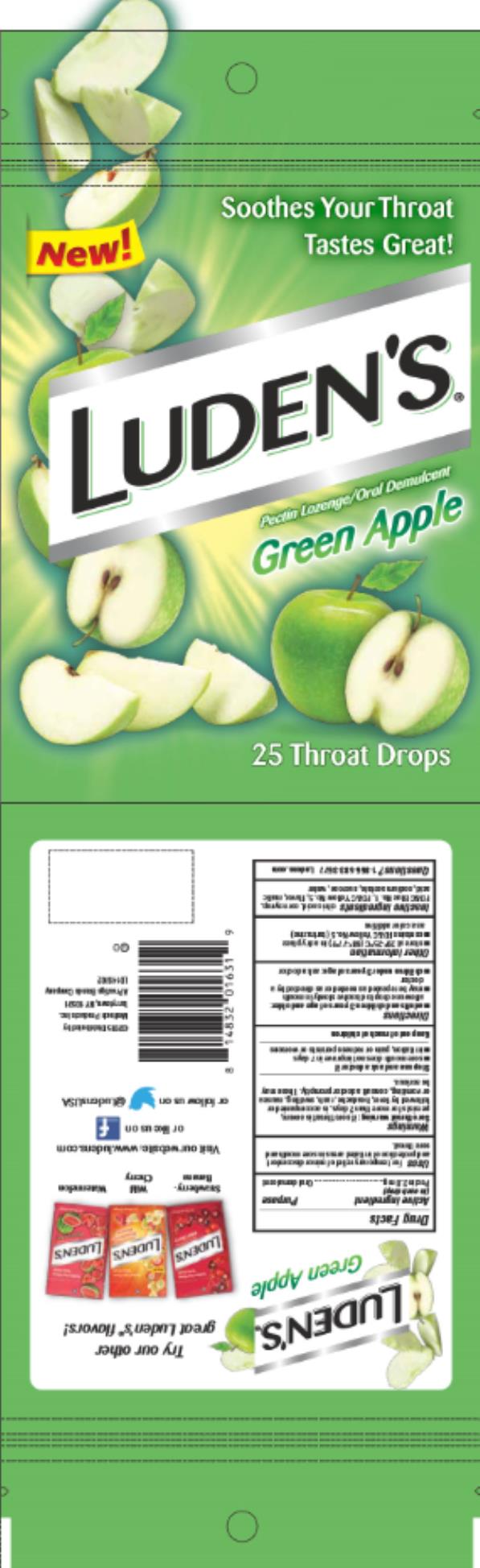 Luden’s Green Apple
Pectin lozenge / Oral Demulcent 
25 Throat drops
