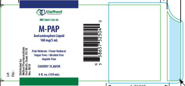 PRINCIPAL DISPLAY PANEL
NDC 58657-525-04
M-PAP
Acetaminophen Liquid
160 mg/5 mL
Cherry Flavor
4 fl. oz. (120 mL)
