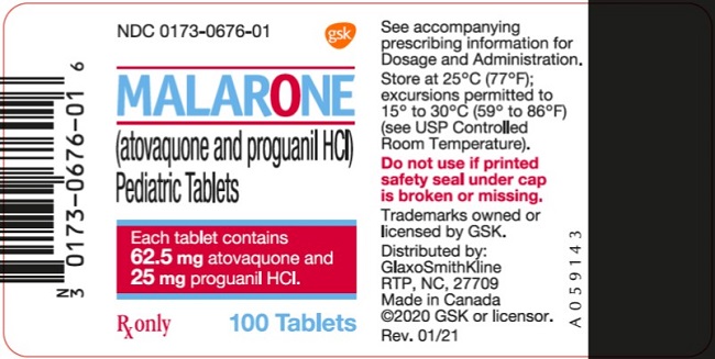 Malarone Pediatric 100 count label