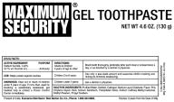 Maxixum Security Gel Toothpaste | Fluoride Toothpaste Paste, Dentifrice Breastfeeding