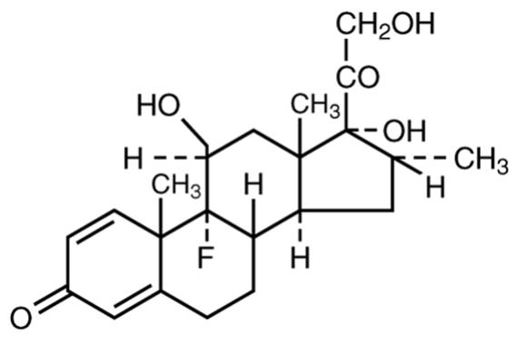 The chemical structure for the active ingredient Dexamethasone 