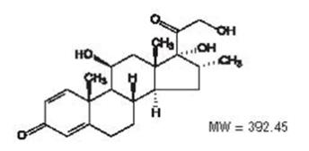 The chemical structure for the active ingredient, dexamethasone