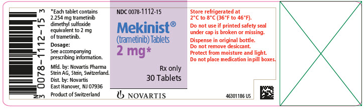 PRINCIPAL DISPLAY PANEL
								NDC 0078-1112-15
								Mekinist® (trametinib) Tablets
								2 mg*
								Rx only
								30 Tablets
								NOVARTIS