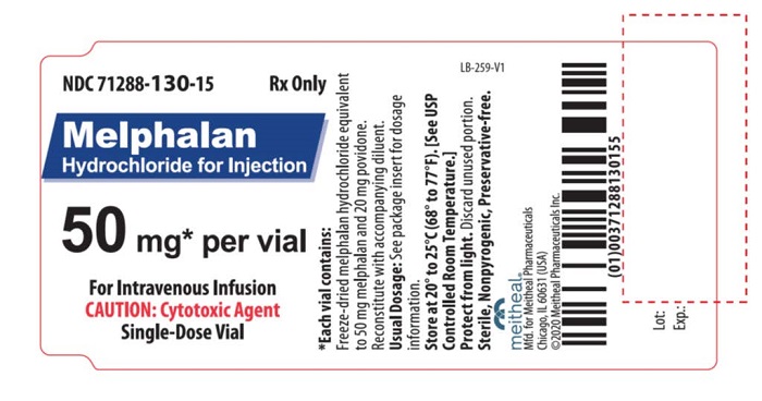 Principal Display Panel – Melphalan Hydrochloride for Injection 50 mg Vial Label
