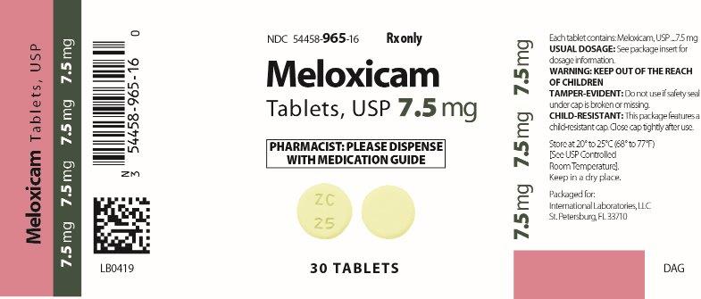 MELOXICAM TABLETS USP 7.5 MG BOTTLE LABEL