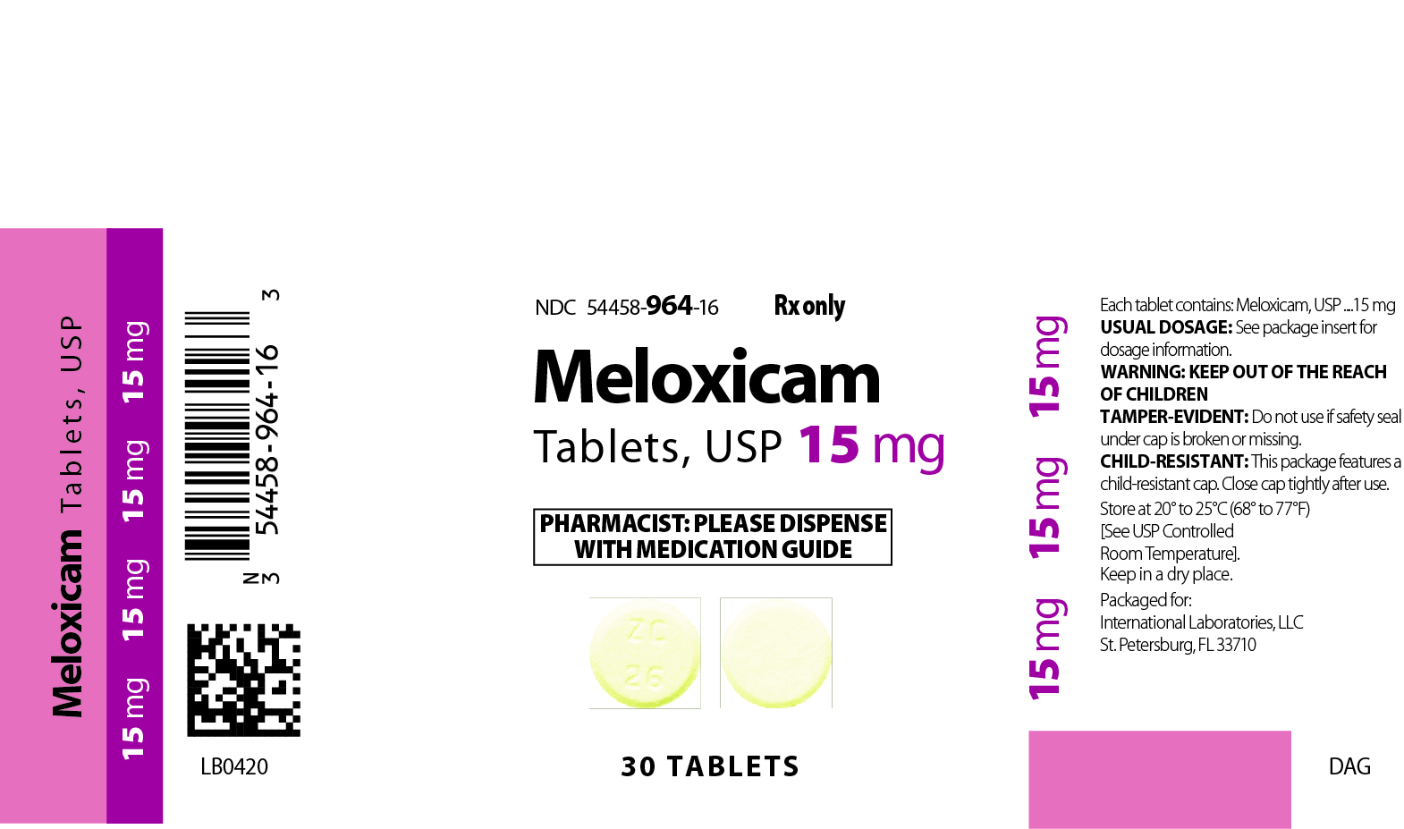 MELOXICAM TABLETS USP 15 MG BOTTLE LABEL