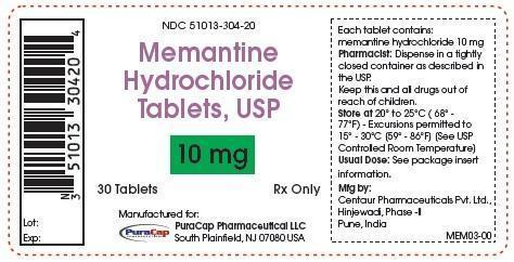 Memantine Hydrochloride Tablets 10 mg Bottle Label-30