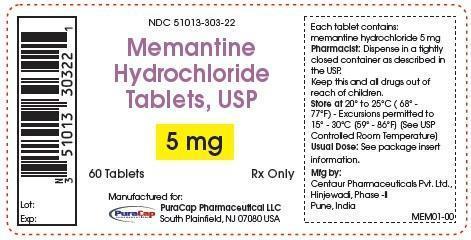 Memantine Hydrochloride Tablets 5 mg Bottle Label