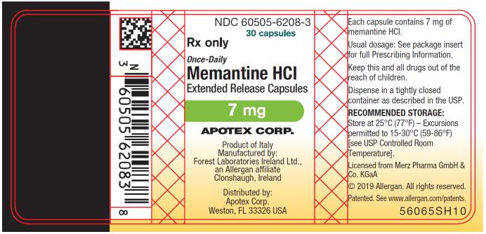 PRINCIPAL DISPLAY PANEL
NDC 60505-6208-3
30 capsules
Rx Only
Once-Daily
Memantine HCI 
Extended Release Capsules
7 mg
