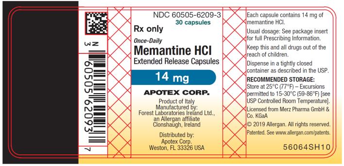 PRINCIPAL DISPLAY PANEL
NDC 60505-6209-3
30 capsules
Rx Only
Once-Daily
Memantine HCI 
Extended Release Capsules
14 mg
