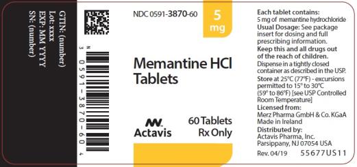 PRINCIPAL DISPLAY PANEL
NDC 0591-3870-60
5 mg
Memantine HCl
Tablets
Actavis
60 Tablets
Rx Only
