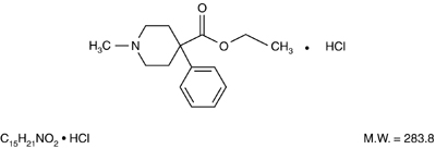 This is an image of the structural formula for meperidine hydrochloride.