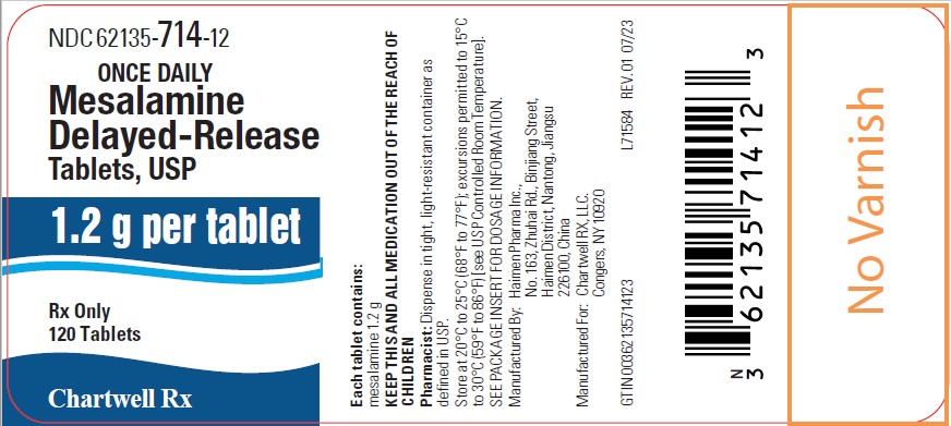 BMesalamine Delayed-Release Tablets, USP 1.2g NDC 62135-714-12 - 120 Tablets label