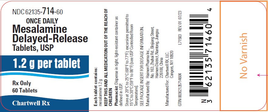  Mesalamine Delayed-Release Tablets, USP 1.2g NDC 62135-714-60 - 60 Tablets label