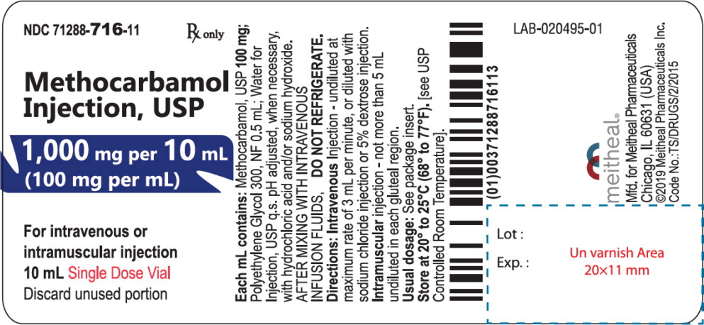Principal Display Panel – Methocarbamol Injection, USP 1,000 mg Vial Label
