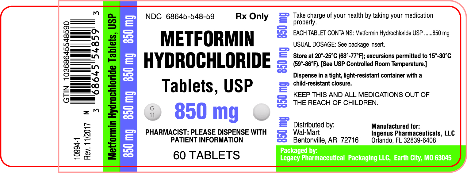 Metformin Hydrochloride Tablets, USP 850 mg