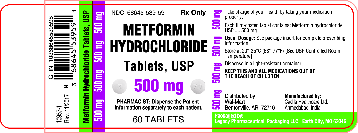 Metformin Hydrochloride Tablets USP, 500 mg