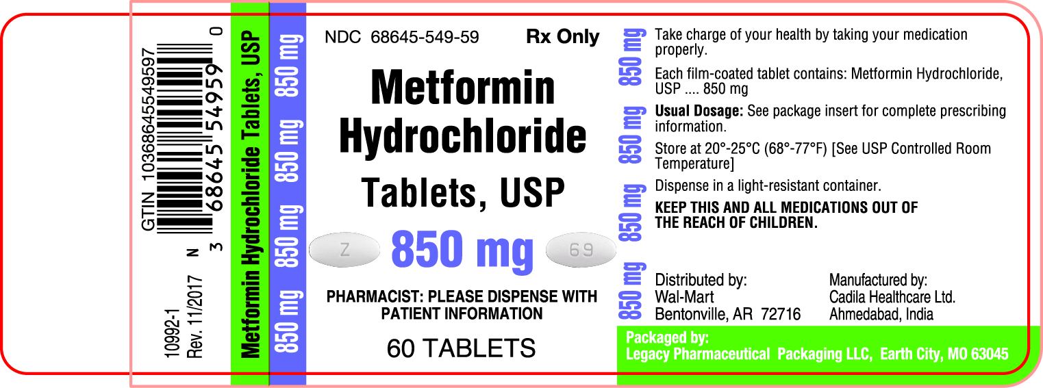 Metformin Hydrochloride Tablets USP, 850 mg