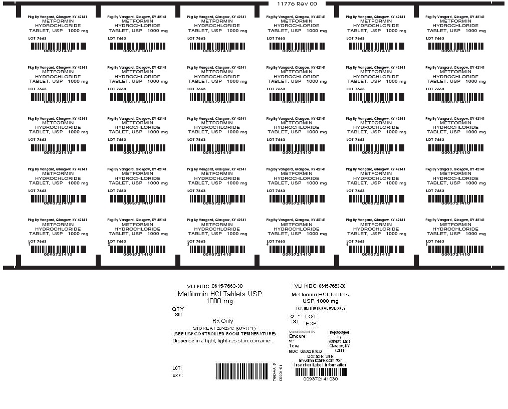 Metformin Hydrochloride Tablet, USP 1000mg unit dose label