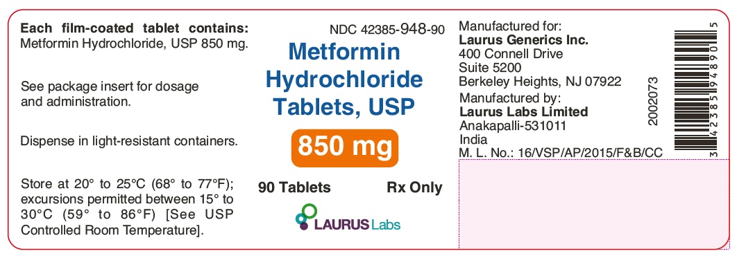 Metformin Hydrochloride Tablets, USP 850 mg 90 Tablets