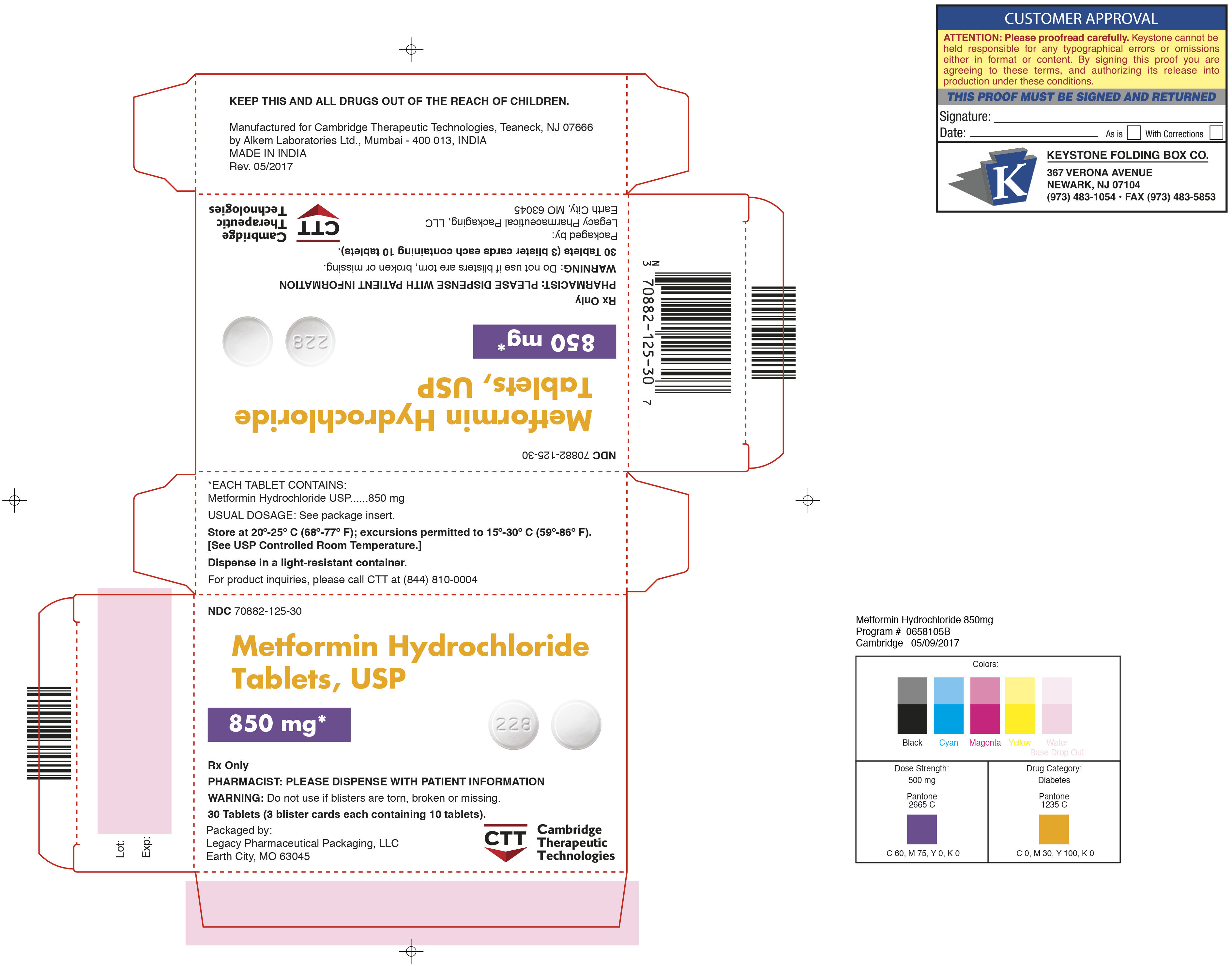 Metformin Hydrochloride Tablets USP 850mg