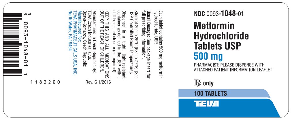 Metformin Hydrochloride 500 mg 100s Tablets Label