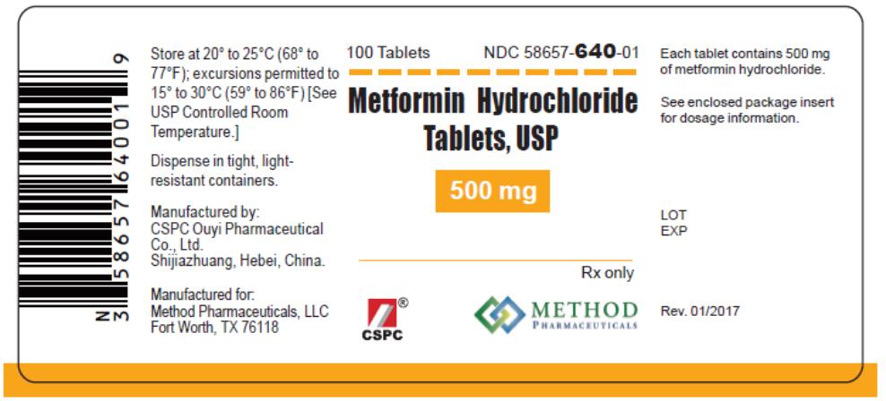 PRINCIPAL DISPLAY PANEL
NDC 58657-640-01
Metformin Hydrochloride 
Tablets, USP
500 mg
100 Tablets
Rx Only
