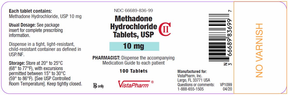 Methadone Tablets 10 mg Bottle Label 04-20