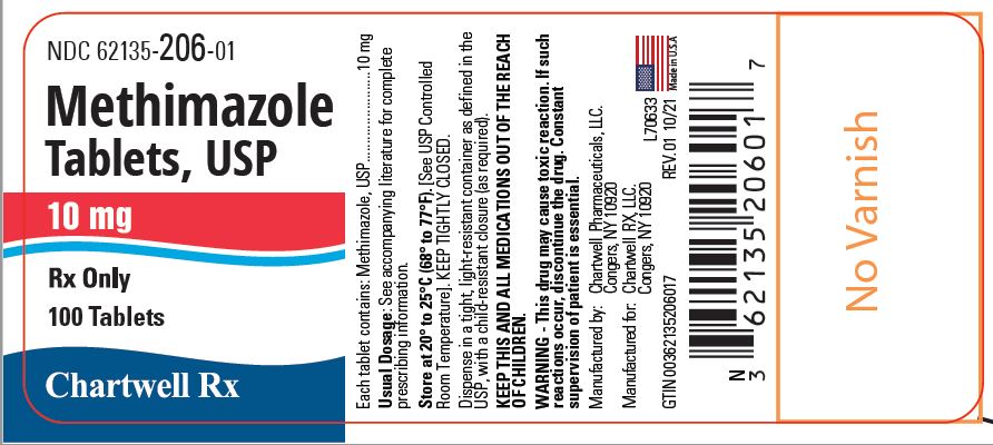 Methimazole Tablets, USP 5 mg - NDC 62135-205-01 - 100 Tablets Label
