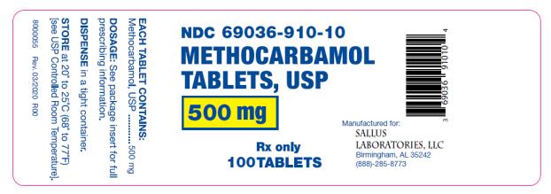 NDC 69036- 910-10
Methocarbamol
Tablets, USP
500 mg
Rx Only
100 Tablets

