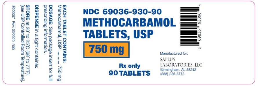 PRINCIPAL DISPLAY PANEL
NDC 69036- 930-90
Methocarbamol
Tablets, USP
750 mg
Rx Only
90 Tablets
