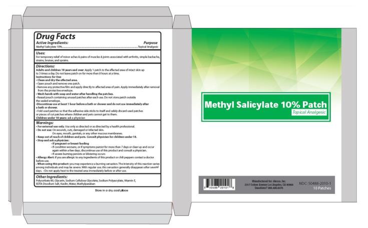 PRINCIPAL DISPLAY PANEL
Methyl Salicylate 10% Patch
Topical Analgesic
NDC 50488-2010-1
10 Patches
