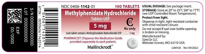 Methylphenidate Hydrochloride Tablet USP (5 mg bottle of 100)