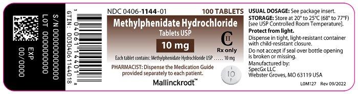 Methylphenidate Hydrochloride Tablet USP (10 mg bottle of 100)