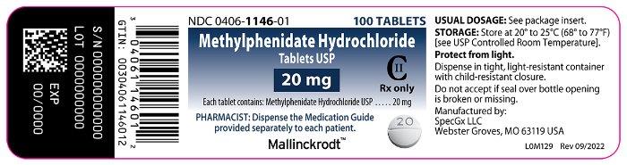 Methylphenidate Hydrochloride Tablet USP (20 mg bottle of 100)