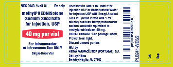 methylPREDNISolone Sodium Succinate for Injection USP 40 mg vial
