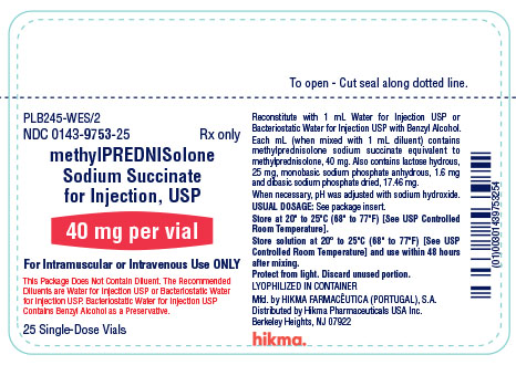 methylPREDNISolone Sodium Succinate for Injection USP 40 mg carton