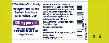 methylPREDNISolone Sodium Succinate for Injection USP 125 mg vial