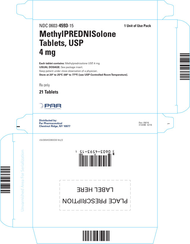 This is an image of the MethylPREDNISolone Tablets, USP 4 mg 21 tablet carton.