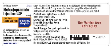 Metoclopramide Injection USP 5 mg/mL, 25 x 2 mL Single-Use Vials, Carton Label