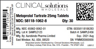 Metoprolol Tartrate 25mg Tablet 30 count blister card