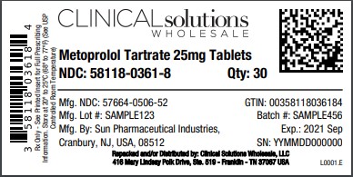 Metoprolol Tartrate 25mg tablet 30 count blister card