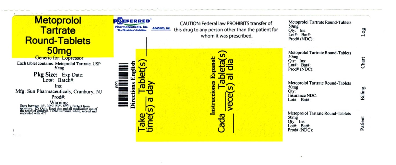 Metoprolol Tartrate Round-Tablets 50mg