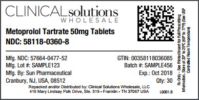 Metoprolol Tartrate 50mg tablet 30 count blister card