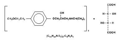 Structural formula of metoprolol tartrate